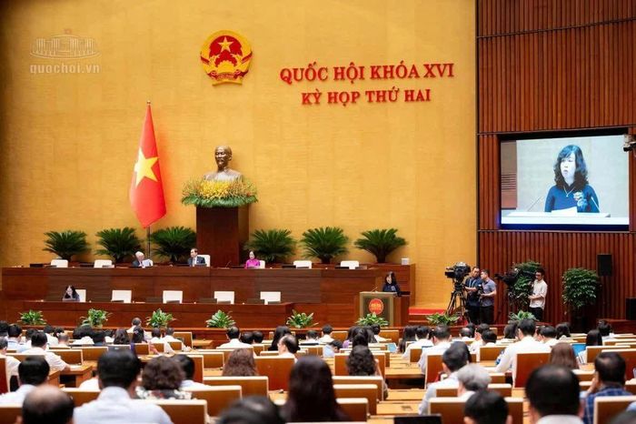Bộ trưởng Bộ Y tế Đào Hồng Lan trình bày tại Kỳ họp thứ Hai, Quốc hội khóa XVI. Ảnh: Media Quốc hội