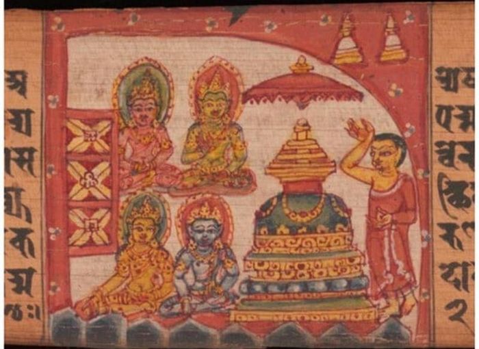 Caitya Alagachatra tại Odisha, folio 169r, bảng tranh bên trái, Add.1643.