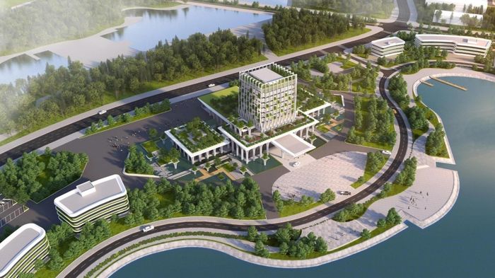 Phối cảnh Khu Nhà điều hành trung tâm Đại học Quốc gia Hà Nội tại Hòa Lạc, Thạch Thất, Hà Nội. (Ảnh: VNU)