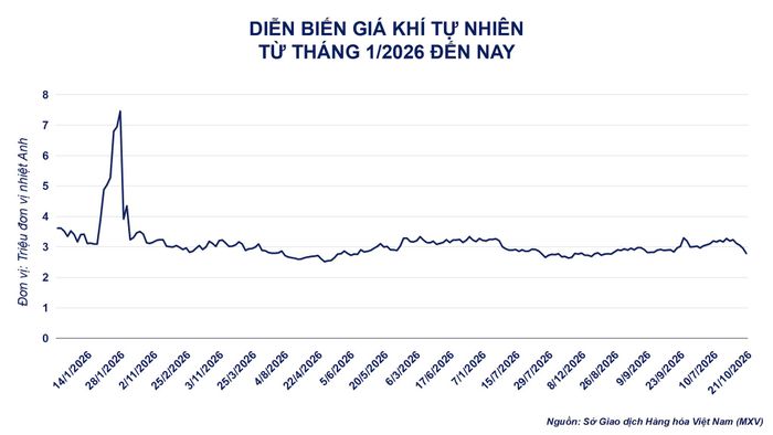 Diễn biến giá khi tự nhiên từ đầu năm đến nay. Nguồn: MXV