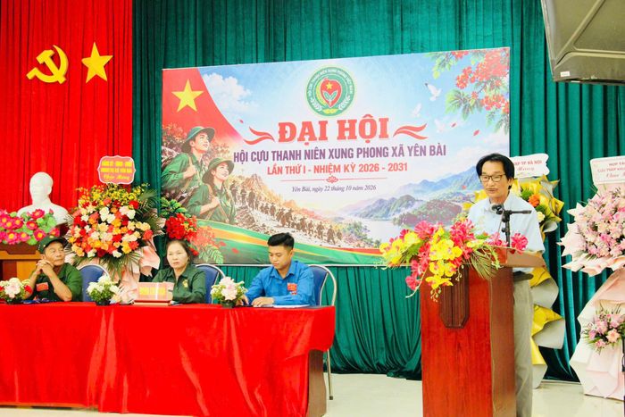 Phó Chủ tịch Hội Cựu TNXP thành phố Hà Nội Đỗ Văn Thành phát biểu. Ảnh: Nguyệt Ánh