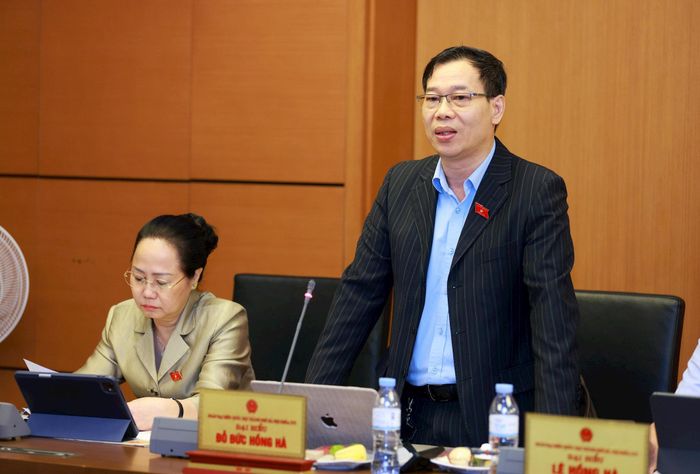 Đại biểu Đỗ Đức Hồng Hà (Đoàn Hà Nội) phát biểu thảo luận tại tổ. Ảnh: Văn Tuyến