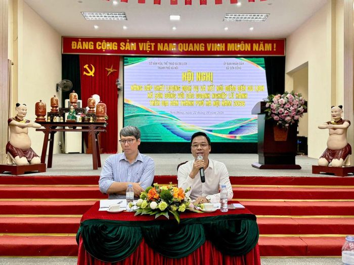 Hội nghị “Nâng cấp chất lượng dịch vụ và kết nối điểm đến du lịch của xã Sơn Đồng với các doanh nghiệp lữ hành trên địa bàn thành phố Hà Nội năm 2026”. Ảnh: Hoàng Lân