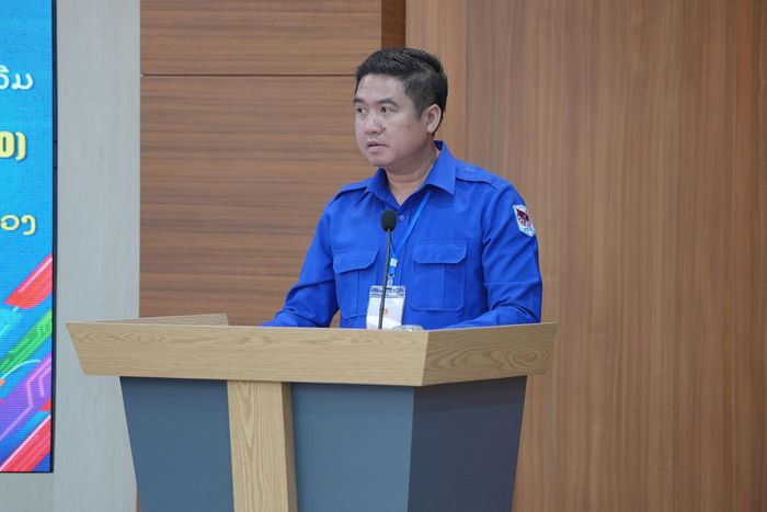 Phó Bí thư Thành đoàn Viêng Chăn Silivanh Lienvilaysack phát biểu tại chương trình. Ảnh: Phạm Diệp