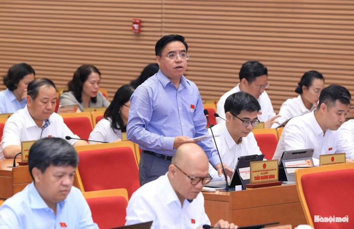 Đại biểu HĐND thành phố Hà Nội chất vấn về vấn đề môi trường. Ảnh: Thành Thái