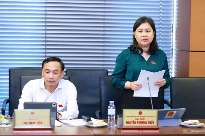 Đại biểu Nguyễn Phương Thủy phát biểu thảo luận. Ảnh: Văn Tuyến