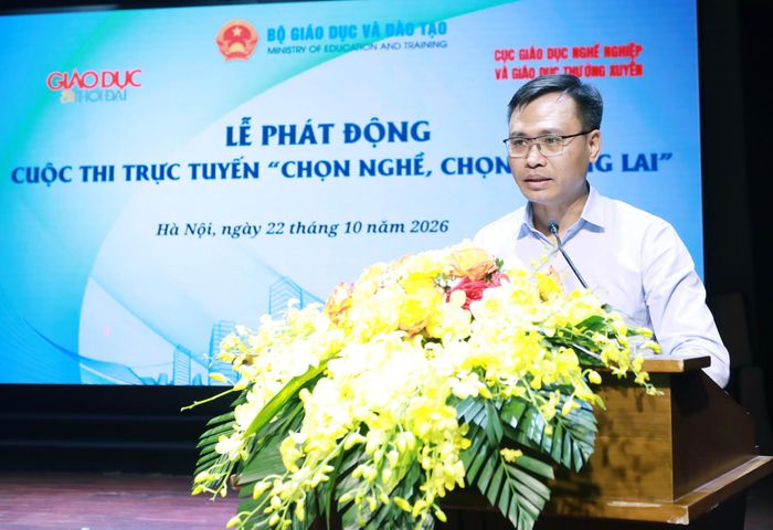 Cục trưởng Cục Giáo dục nghề nghiệp và Giáo dục thường xuyên (Bộ Giáo dục và Đào tạo) Trần Thanh Đạm nhấn mạnh ý nghĩa của cuộc thi. Ảnh: ĐT
