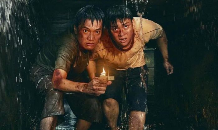 Quang Tuấn và Hoài Lâm trong phim "Thiên đường máu". Ảnh Đoàn làm phim