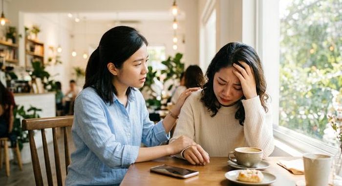 Vừa trở về sau chuyến công tác, Hương lập tức tìm gặp Lan. Cô kể lại từ đầu, không giấu bất cứ chi tiết nào, rồi đưa điện thoại cho bạn đọc tin nhắn của Huân. Ảnh minh họa