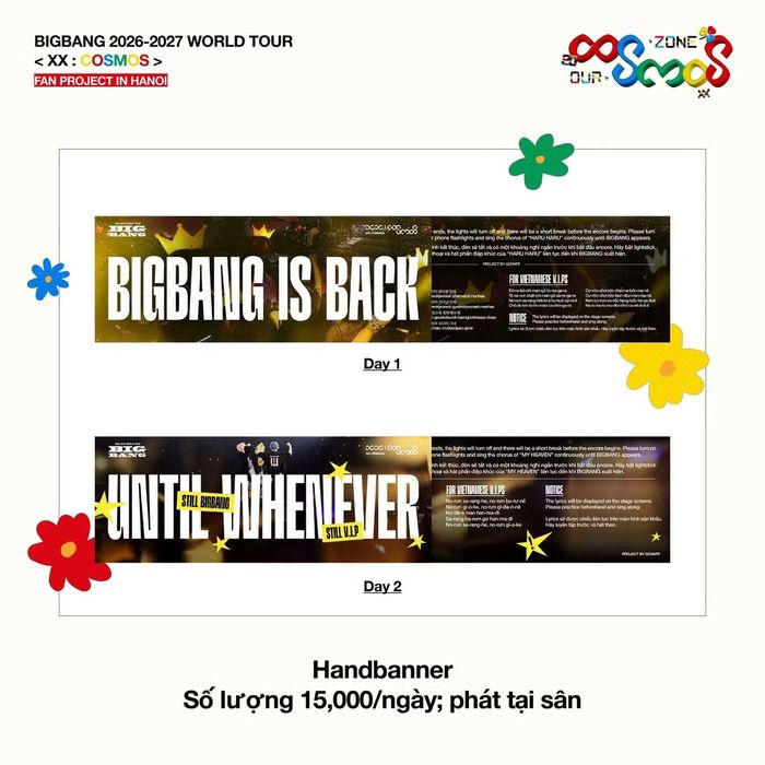 Handbanner được chuẩn bị để phát tới đông đảo V.I.P, tiếp thêm không khí cho hai đêm concert BIGBANG tại Hà Nội.