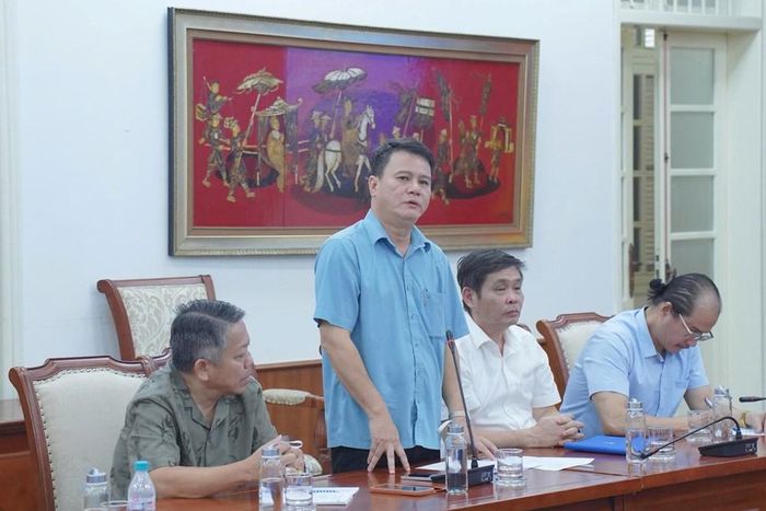 Ông Nguyễn Minh Cường, Quyền Hiệu trưởng Trường Cao đẳng Văn hóa Nghệ thuật Tây Bắc phát biểu