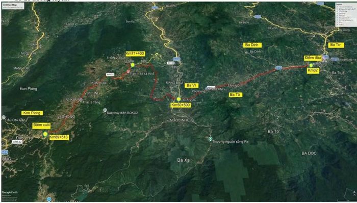 Bình đồ tổng thể dự án cải tạo, nâng cấp Quốc lộ 24, đoạn từ Km32-Km89+513. (Ảnh: HIỂN CỪ)