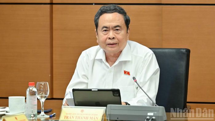 Chủ tịch Quốc hội Trần Thanh Mẫn phát biểu tại tổ. (Ảnh: THỦY NGUYÊN)
