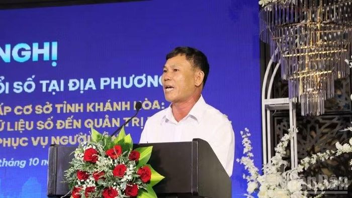 Phó Giám đốc Sở Khoa học và Công nghệ Khánh Hòa Đào Xuân Kỳ phát biểu. (Ảnh: VŨ TÂN)