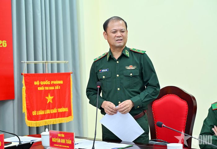  Trung tướng Nguyễn Anh Tuấn, Bí thư Đảng ủy, Chính ủy Bộ đội Biên phòng phát biểu tại hội nghị.