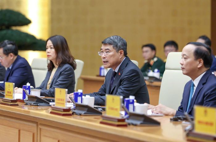  Thủ tướng Lê Minh Hưng phát biểu tại cuộc tiếp. Ảnh: VIẾT CHUNG 