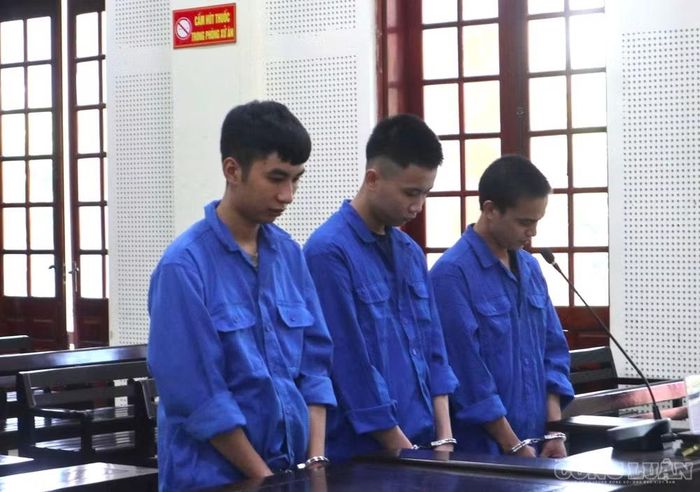 Ba bị cáo phạm tội mua bán trái phép chất ma túy tại phiên tòa. Ảnh: Kim Long