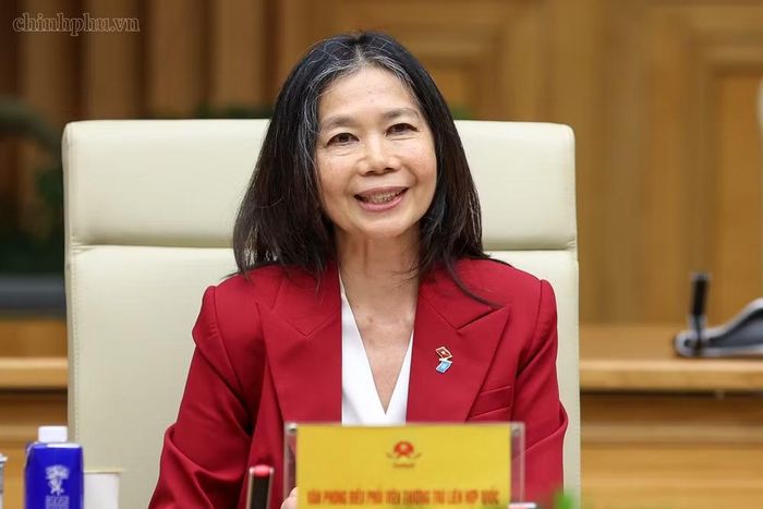 Bà Pauline Tamesis, Điều phối viên Thường trú Liên hợp quốc tại Việt Nam phát biểu tại cuộc tiếp - Ảnh: CP