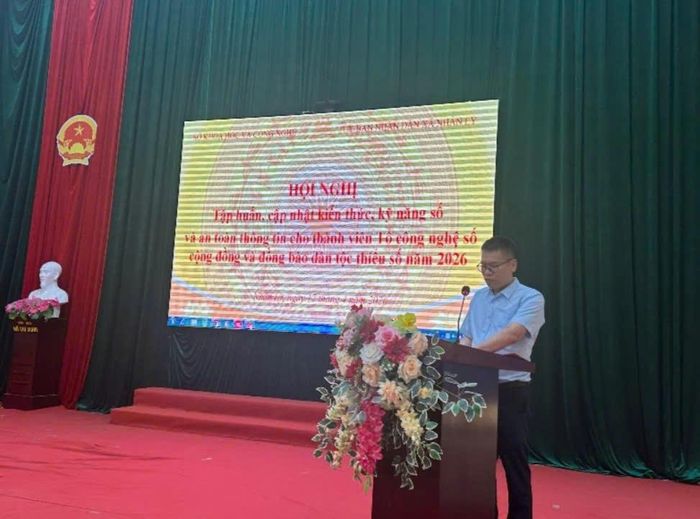 Đồng chí Nguyễn Như Thủy, Phó Giám đốc Trung tâm Công nghệ số phát biểu tại Hội nghị. Ảnh: Cổng thông tin điện tử Tỉnh Lạng Sơn