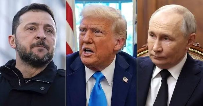 Tổng thống Zelensky, Tổng thống Trump và Tổng thống Putin (từ trái qua phải). Ảnh: ABC News