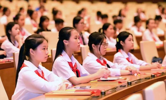 Đại biểu trẻ em tham dự phiên họp giả định Quốc hội trẻ em lần thứ II - năm 2024.