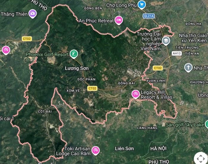 Xã Lương Sơn tỉnh Phú Thọ. Ảnh: Đức Anh chụp từ Google Maps.