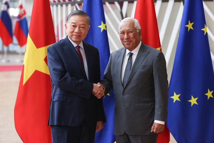 Tổng Bí thư, Chủ tịch nước Tô Lâm gặp Chủ tịch Hội đồng châu Âu António Costa. Ảnh: Phái đoàn EU tại Việt Nam