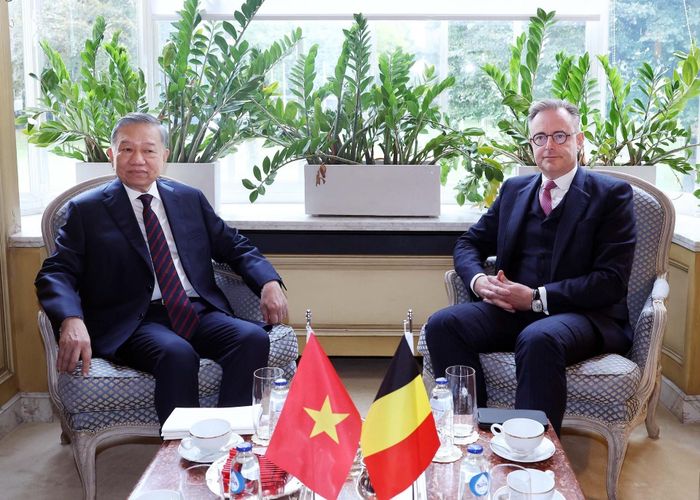 Tổng Bí thư, Chủ tịch nước Tô Lâm gặp hẹp Thủ tướng Bỉ Bart De Wever, trước hội đàm chính thức. Ảnh: TTXVN