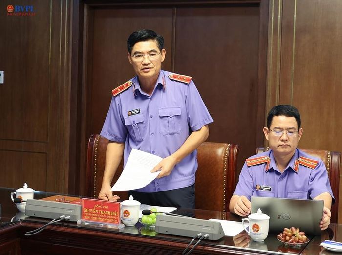  Đồng chí Nguyễn Thanh Hải, Vụ trưởng Vụ 15, Phó Trưởng Ban chỉ đạo phát biểu.
