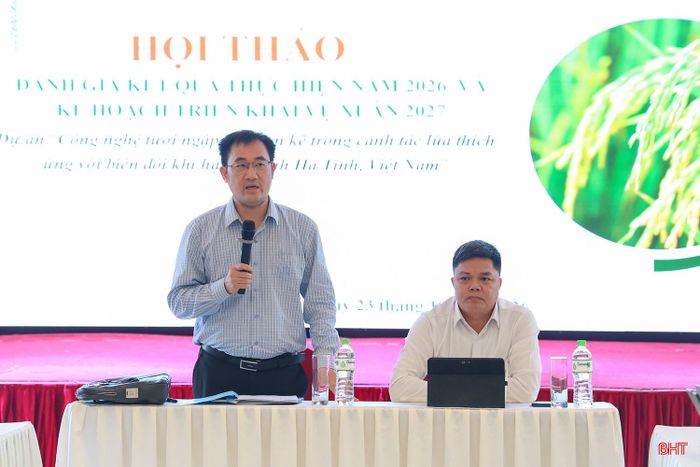 Phó Giám đốc Sở Nông nghiệp và Môi trường Hà Tĩnh Nguyễn Thanh Hải phát biểu tại hội thảo.
