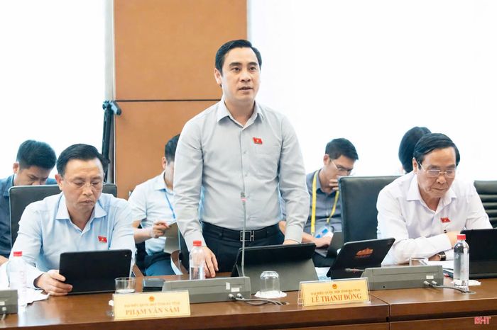 Đại biểu Lê Thành Đông - Giám đốc Sở Khoa học và Công nghệ Hà Tĩnh tham gia thảo luận.