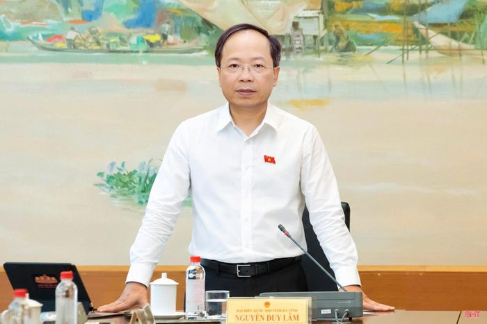 Đồng chí Nguyễn Duy Lâm - Ủy viên Trung ương Đảng, Bí thư Tỉnh ủy, Trưởng đoàn ĐBQH tỉnh Hà Tĩnh phát biểu kết thúc phiên thảo luận.