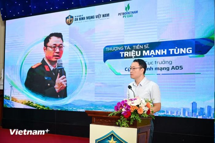 Thượng tá Triệu Mạnh Tùng, Phó Cục trưởng Cục An ninh mạng (A05), nhấn mạnh hạ tầng năng lượng là một trong những hạ tầng đặc biệt quan trọng. (Ảnh: Minh Sơn/Vietnam+)