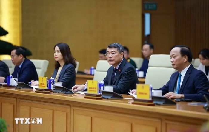 Thủ tướng Lê Minh Hưng tiếp bà Pauline Tamesis, Điều phối viên Thường trú Liên hợp quốc tại Việt Nam và Trưởng đại diện các tổ chức Liên hợp quốc tại Việt Nam. (Ảnh: Dương Giang/TTXVN)