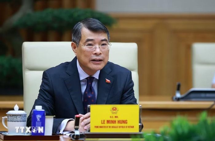 Thủ tướng Lê Minh Hưng tiếp bà Pauline Tamesis, Điều phối viên Thường trú Liên hợp quốc tại Việt Nam và Trưởng đại diện các tổ chức Liên hợp quốc tại Việt Nam. (Ảnh: Dương Giang/TTXVN)