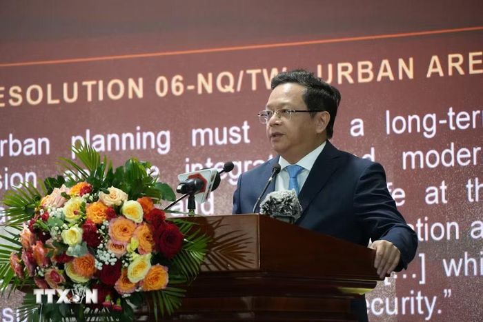 Tiến sỹ Nguyễn Đức Hiển, Phó trưởng Ban Chính sách, Chiến lược Trung ương, phát biểu tại Diễn đàn. (Ảnh: Anh Dũng/TTXVN)