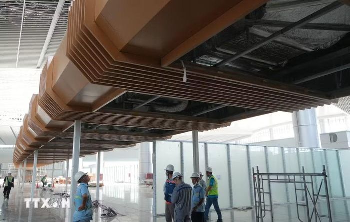 Hệ thống thông gió nhà ga hành khách sân bay Long Thành đã hoàn thiện. (Ảnh: Công Phong/TTXVN)