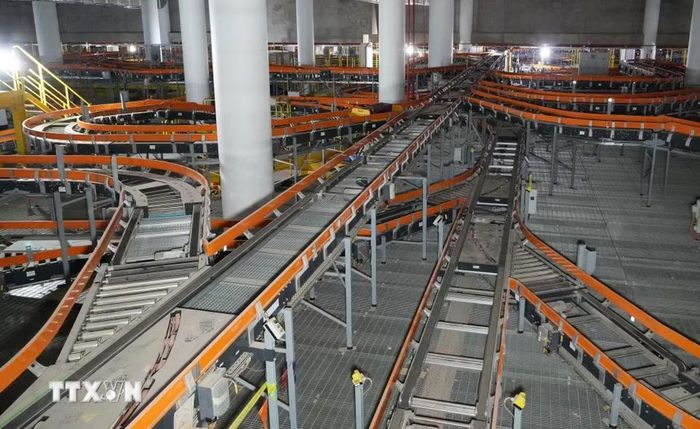 Nhà ga hành khách sân bay Long Thành có hệ thống xử lý hành lý tự động tốc độ cao (BHS), quy mô lớn với tổng chiều dài băng chuyền khoảng 24km. (Ảnh: Công Phong/TTXVN)
