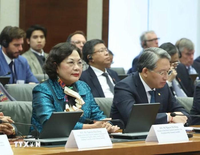 Đại biểu đoàn cấp cao Việt Nam tham dự sự kiện. (Ảnh: Thống Nhất/TTXVN)