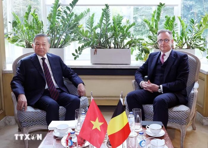 Tổng Bí thư, Chủ tịch nước Tô Lâm gặp hẹp Thủ tướng Bỉ Bart De Wever. (Ảnh: Thống Nhất/TTXVN)