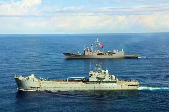Lực lượng hải quân Libya và Thổ Nhĩ Kỳ đã tiến hành cuộc tập trận quân sự chung trên Địa Trung Hải tại Tripoli, Libya năm 2022. Ảnh: Anadolu