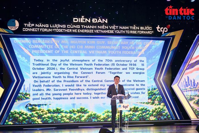 Đồng chí Nguyễn Kim Quy nhấn mạnh ý nghĩa các chương trình hợp tác của Hội và Tập đoàn TCP đồng hành cùng thanh niên Việt Nam.