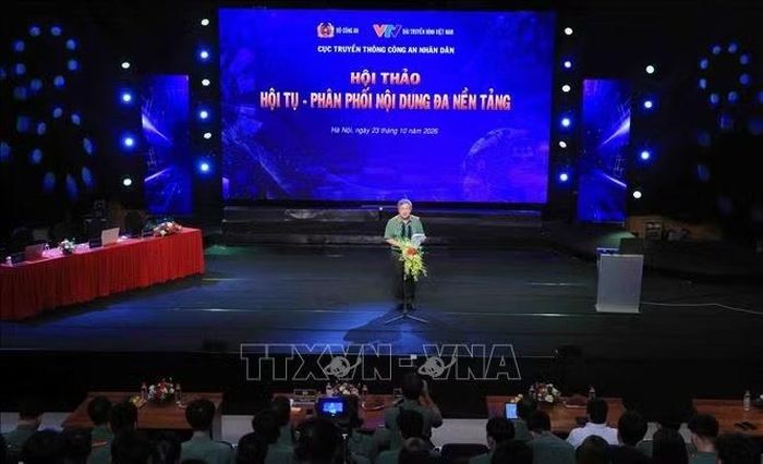 Hội thảo với chủ đề "Hội tụ - Phân phối nội dung đa nền tảng". Ảnh: Phạm Kiên/TTXVN