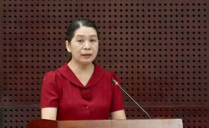Bà Đoàn Thị Kim Anh, Phó chi cục trưởng Chi cục Bảo vệ môi trường phát biểu tại họp báo. Ảnh XM.