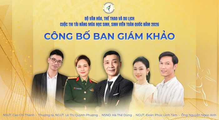Ban Giám khảo quy tụ nghệ sĩ, nhà giáo và chuyên gia.
