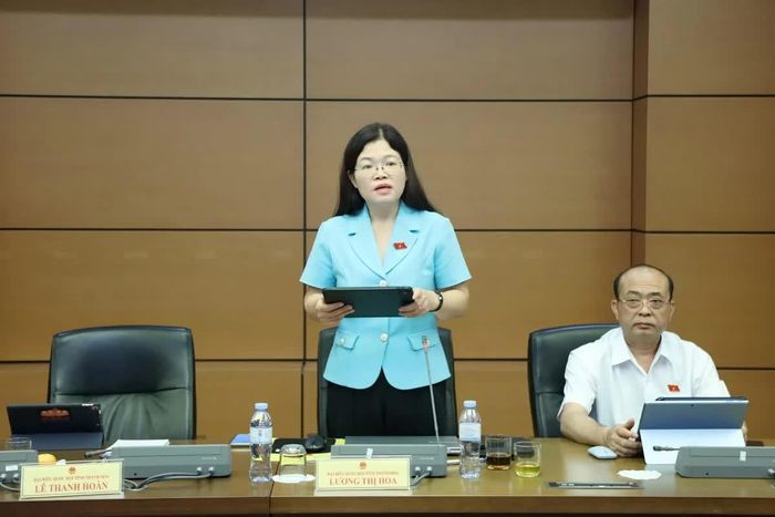 Đại biểu Lương Thị Hoa, Phó Trưởng Đoàn ĐBQH tỉnh Thanh Hóa phát biểu. Ảnh: An Nhiên.