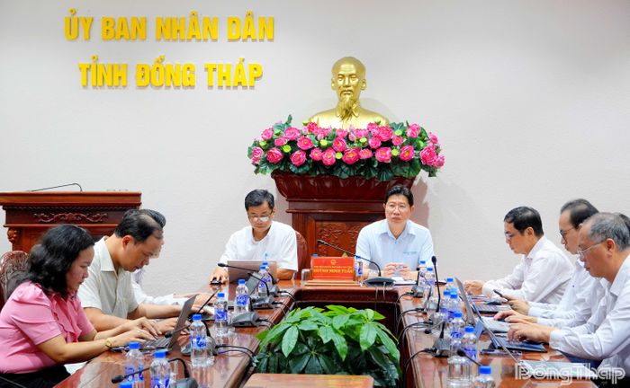 Quang cảnh hội nghị tại điểm cầu tỉnh Đồng Tháp.