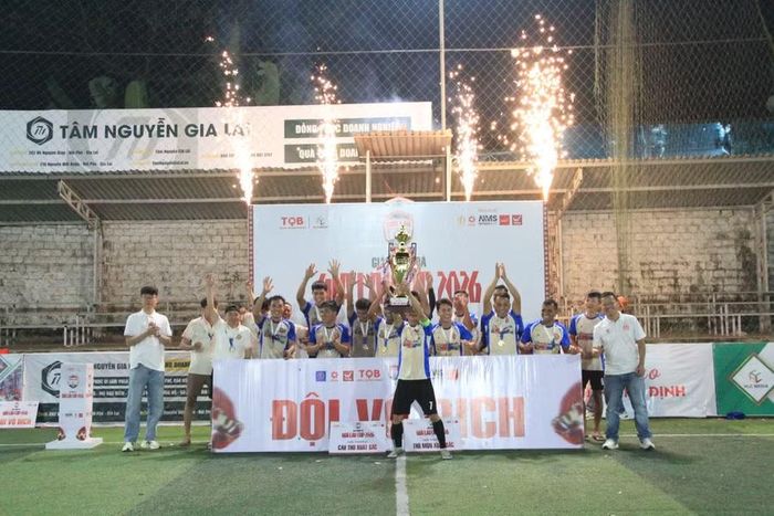  Ngọc Nghĩa FC trở thành nhà vô địch Giải bóng đá Gia Lai Cup 2026. Ảnh: Hoàng Hoài 