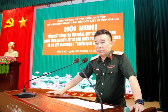 Thiếu tướng Đoàn Quang Hòa phát biểu chỉ đạo tại hội nghị. Ảnh: Hồng Phúc 