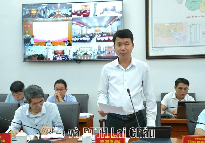 Lãnh đạo Sở Tài chính báo cáo tại hội nghị.